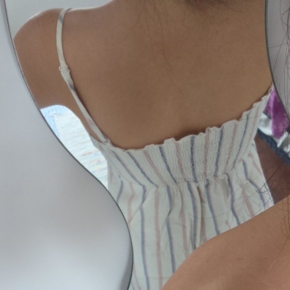 Striped White Sleeveless Button-Front Midi Dress - Picture 3 of 3